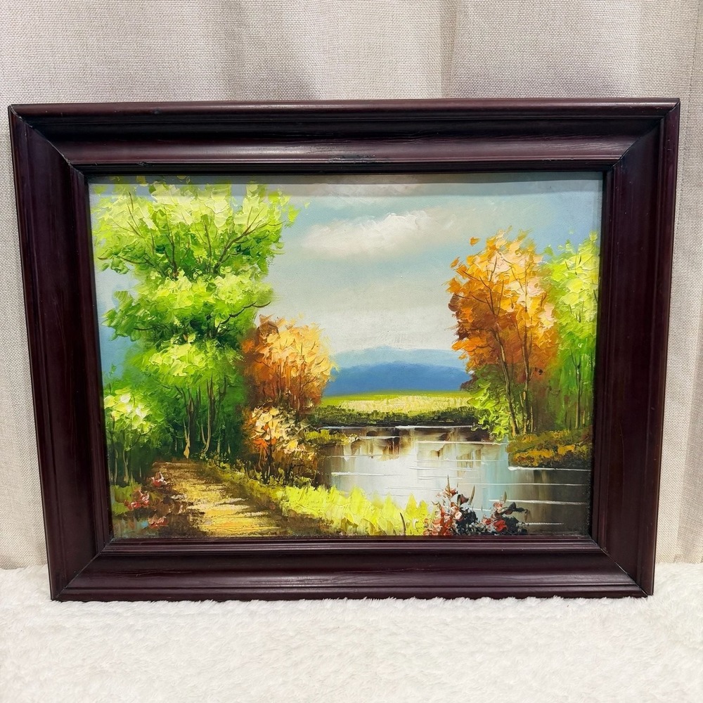 Framed Hand-Painted Impasto Landscape Oil Painting on‎ Canvas